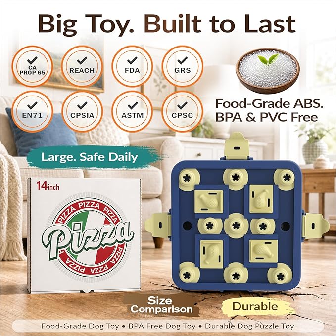 KADTC Dog Chess Puzzle Toy, 3-Levels, Mental Stimulation for Smart Dogs | Large size. Beginner-to-Advanced challenge beats boredom, burns energy, builds focus, slows eating, rewards sharper thinking.