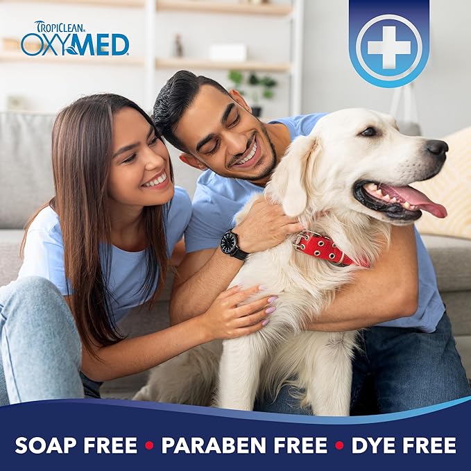TropiClean Oxymed Cat & Dog Medicated Shampoo for Itchy Skin and Oxymed Medicated Itch Relief Spray Set, Skin Soothing Oatmeal Shampoo for Dogs & Cats | Set of 2