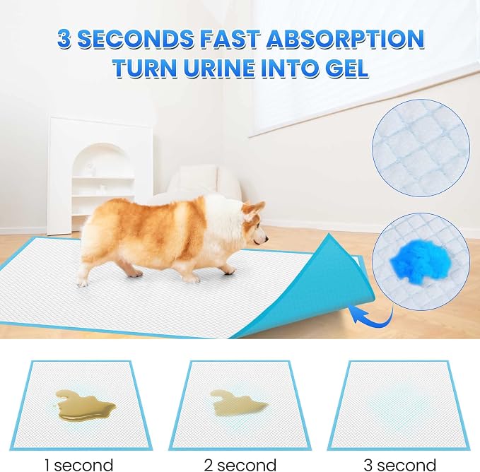 Boscute Thicken 6 Layers Heavy Absorbent XL 36"x24" Pet Training Dog Pee Pads, Extra Large Polymer Leak-Proof Quick Dry Puppy Pee Pads, Disposable Pee Pads for Dogs Cats Rabbit, 150 Counts | Heavy Absorbent up to 7 Cups, Quick Dry, for Dogs Cats Rabbit...