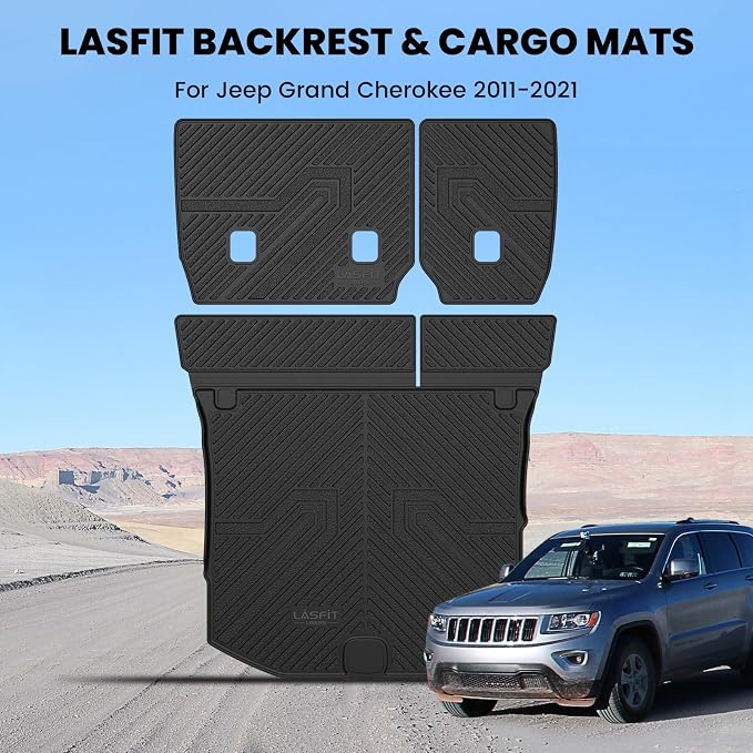 LASFIT Cargo Mat for Jeep Grand Cherokee 2011-2021 Accessories Rear Backrest Mat Trunk Seatback All Weather TPE Custom Fit Cargo Liners Black