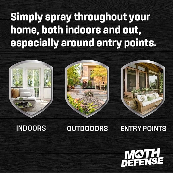 Exterminators Choice Moth Defense Spray - 32 Fl Oz - Natural Lemongrass & Citronella Formula - Animal Safe Moth Spray for Indoor & Outdoor Yard - Anti-Clothing & Fabric Treatment