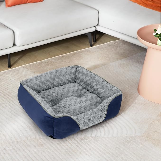 X-Large Dog Bed Rectangle Washable Orthopedic Soft Calming Sleeping Durable Pet Cuddler with Anti-Slip Bottom