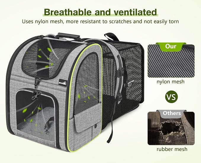 pecute Cat Backpack Carrier Expandable, Cat Backpack with Curtain | Durable Oxford Cloth, Lockable Zipper,Use for Pet Under 11 lbs to Travel