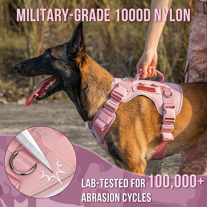 OneTigris No-Pull Tactical Dog Harness Reflective Vest for Medium Dogs | Military-grade 1000D Nylon Easy Control Vest – Adjustable Dog Harness with Hook & Loop Panels for Walking, Hiking, Training