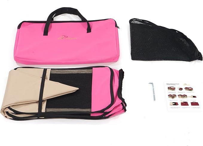 Pawer 36”×18.5” 8-Panel Foldable Pet Playpen, for Small Medium Cat/Dog/Puppy, Hot Pink+Beige, 600D Oxford Cloth Portable Indoor & Outdoor Kennel with Carry Bag, Multiple Sizes & Colors Available