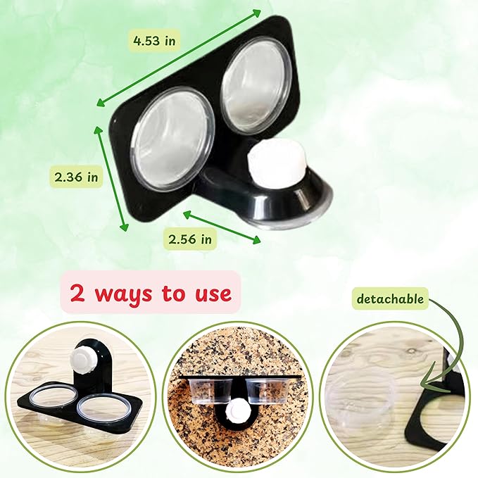 Jumping Spider Feeding Dish Kit with Tweezers, Dual Cup Food Bowl with Suction Mount, Small Reptile/Tarantula Enclosure Accessories (Feeding Ledge)