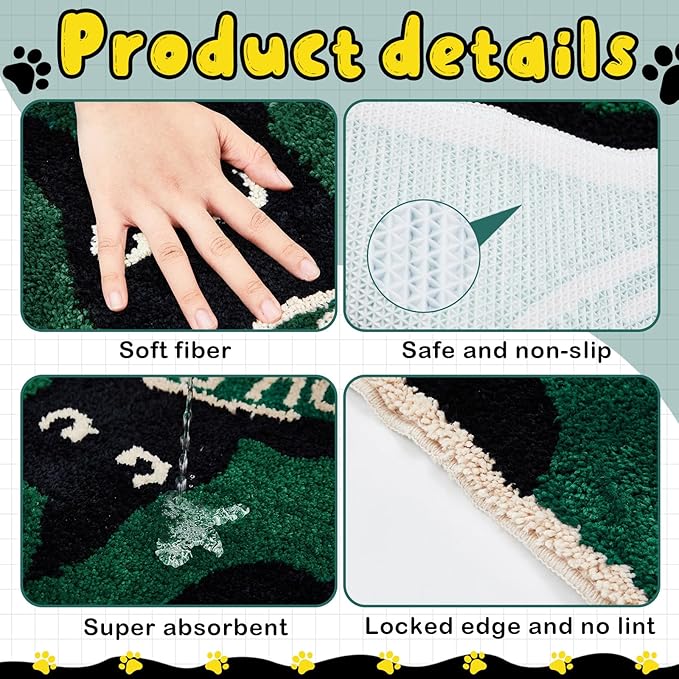 Drydiet Toilet Rug U Shaped Washable Soft and Absorbent Bathroom Rugs Non Slip Bath Mat Machine Wash Bathroom Contour Rug for Toilet Base, 24 x 20 Inch (Black Cat)