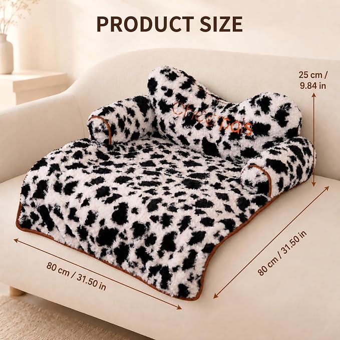 CHEERPALS Dog Bed Couch Cover Sofa Protector for Dogs, Pet Mat Calming | Removable Washable Cover, Fluffy Soft Cushion, Non Slip, Large Dog Bed for Sectional Sofa & Loveseat (Black&White, Large)
