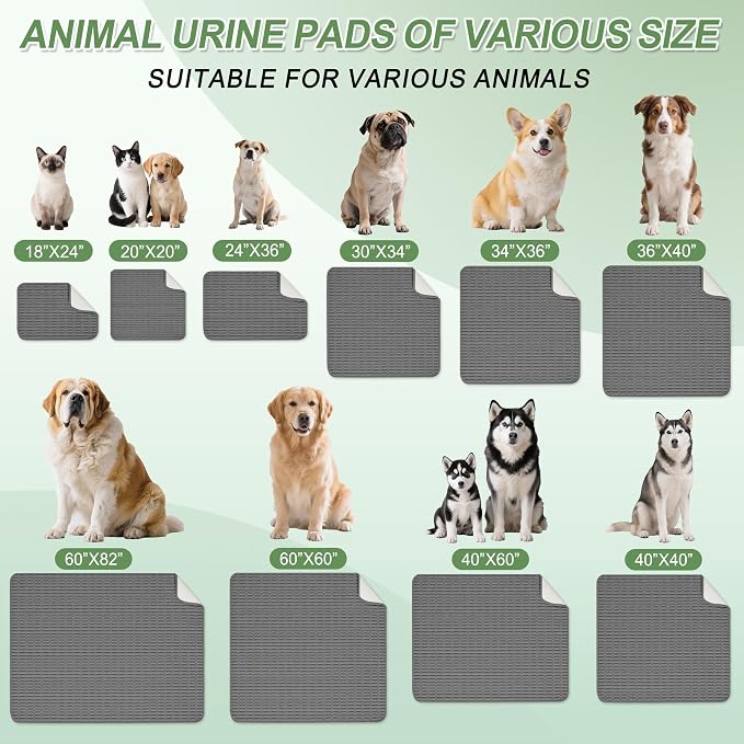 Washable Pee Pads for Dogs Puppy Pad, Dark Grey 36”x40” 2 Pack | High Absorbent Dog Pee Pad Leak Proof Cat Rugs, Reusable Non Slip Pet Mat, Wee Wee Pads for Training, Crate and Floor