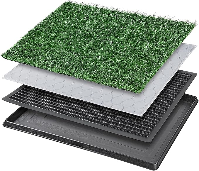 Grass Pad with Tray 20"x16", Dog Litter Box for Puppy Training | Easy to Clean, Full System with Trays, Artificial Grass Patch Bathroom Mat & Washable Pee Pad, Indoor/Outdoor Use