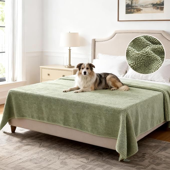 H.VERSAILTEX Non Slip Pet Couch Cover Chenille Dog Bed Protector Thick Soft Sofa Slipcover Pet Friendly Washable Couch Cushion Covers for Pets (68" x 82", Sage)