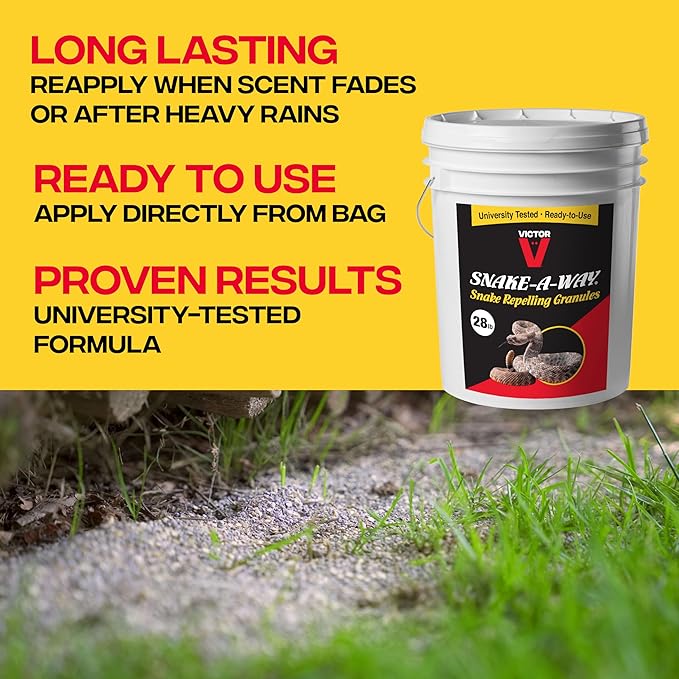 Victor VP362 Snake-A-Way Outdoor Snake Repellent for Yard, Repelling Granules for Poisonous and Non-Poisonous Snakes - 28 LBs