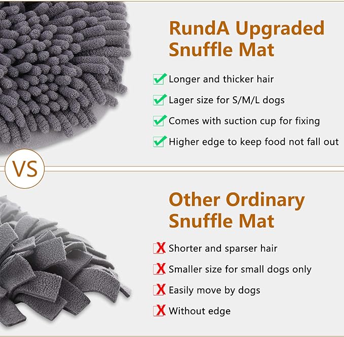 Rundik Snuffle Mat for Dogs, Interactive Puzzle Toys Feeding Games for Pets | 20'' x 28'' Sniff Mat for Boredom Helps Slow Eating and Keep Busy Encourages Natural Foraging Skills Stress Relief