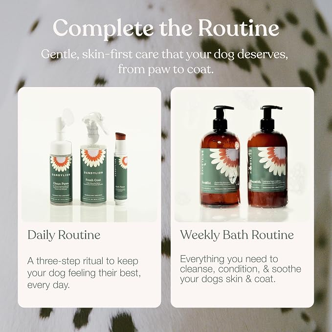 Dandylion Dog Grooming Kit, Paw Cleaner, Paw Balm & Waterless Dog Shampoo | No Rinse Dog Paw Washer, Brush On Paw Moisturizer, Dry Shampoo for Dogs, Fragrance Free, All Breeds and Coat, Sensitive Skin