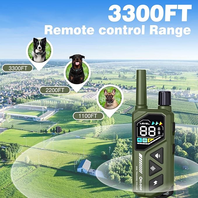 2-in-1 AI Anti-misoperation Smart Dog Bark Collar, Dog Training Collar with 3300FT Remote, IPX7 Waterproof Automatic Anti-Barking Device for 1 Dog with Beep, Vibration, Safe Shock Modes
