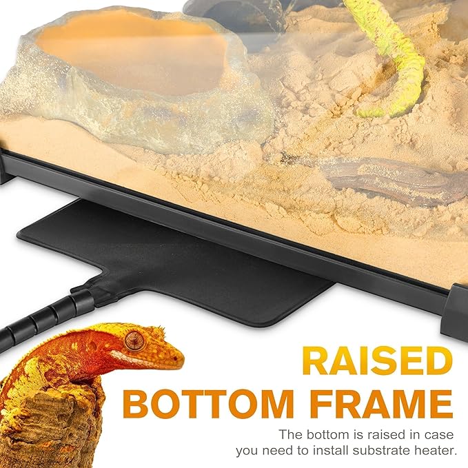 12"x12"x12" Reptile Terrarium, Escape-Proof Glass Full-View Vivarium for Tropical Invertebrates Such as Hermit Crabs, with Escape-Proof Lock & Feeding Hatch