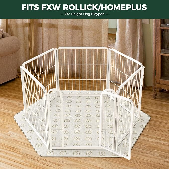 FXW Washable Pee Pads for Dogs, Super Absorbent, 31" Hexagon, 2 Packs | Machine washable, Non-slip backing, Fits 24"H 6-Panel FXW Rollick/Homeplus Playpens