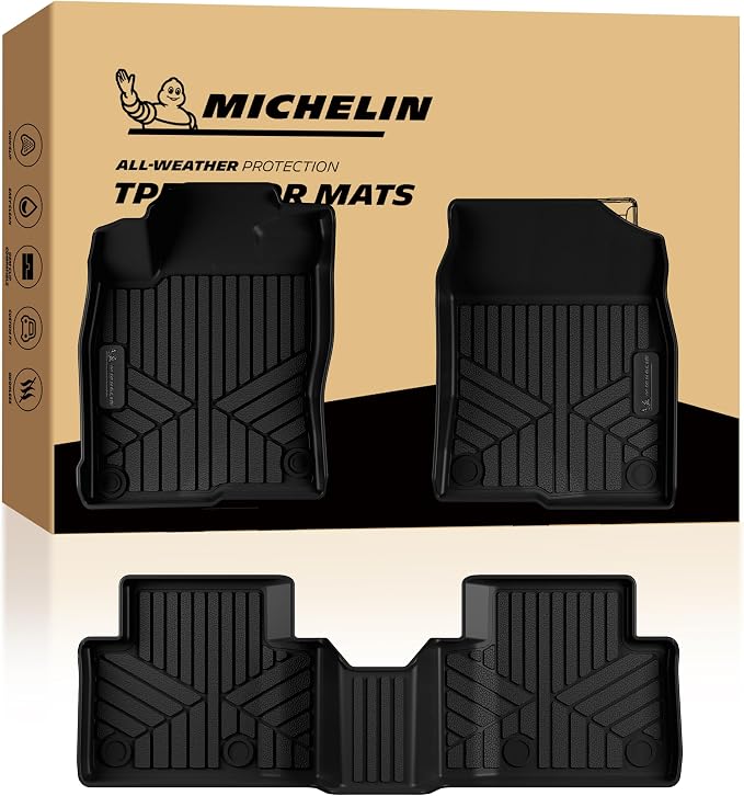 Michelin Vehicle Mats, Premier Series All-Weather TPE Custom Fit Liner for Honda Civic Coupe 2016-2020, Sedan/Type R 2016-2021, Hatchback 2017-2021, Insight 2019-2021 Floor Mats(3 Piece)