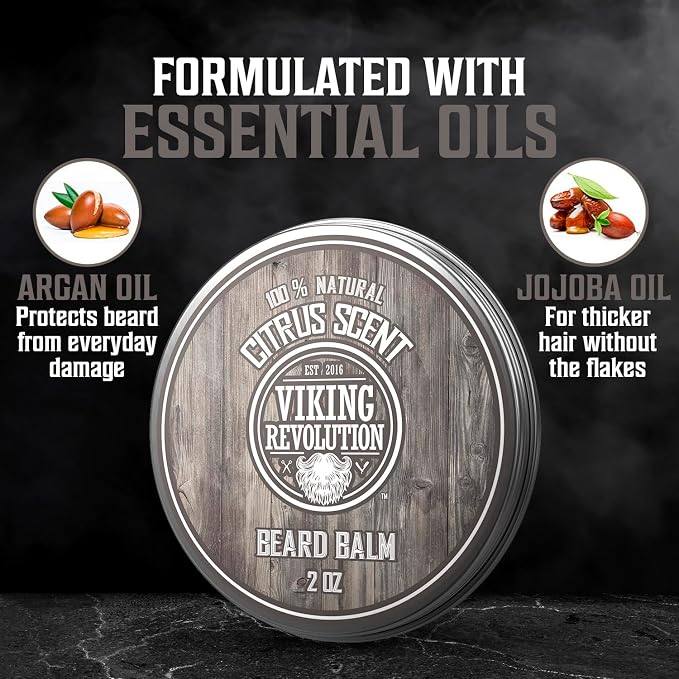 Viking Revolution Ultimate Beard Kit - Classic, 5 Pcs with Metal Box | Includes Beard Brush, Beard Comb, Beard Balm, Beard Oil, Beard & Moustache Scissors - Perfect Gift Set for All Beard Types