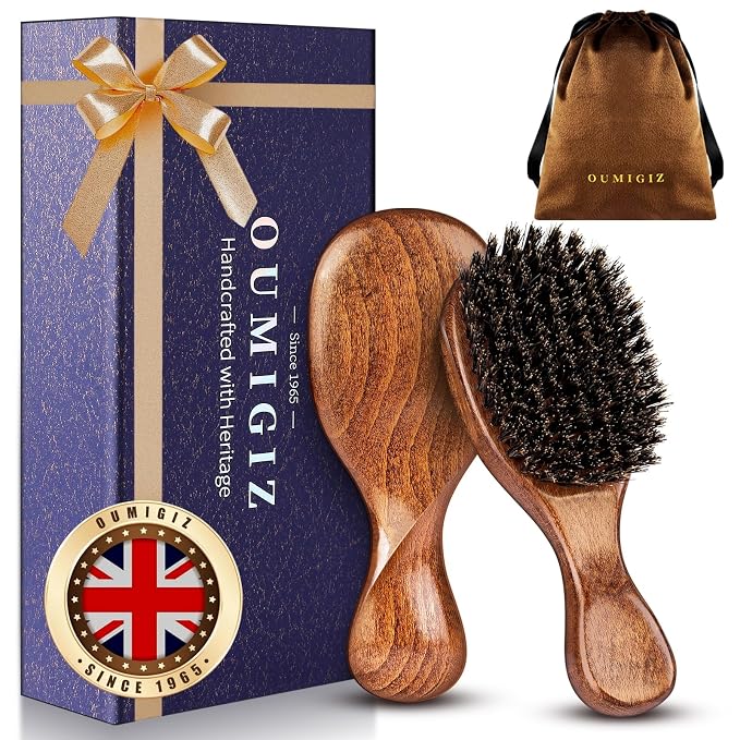 Small 100% Boar Bristle Hair Brush Since 1965 British Craftsmanship | Handmade Natural Wooden Travel Hairbrush/Beard Brush, Soft Bristles Gentle Smoothing Women Men Kids Thin Fine Hair, Portable