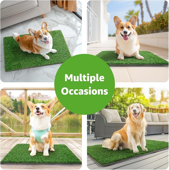 Grass Pad with Tray 24.5x39, Dog Litter Box for Patio Balcony Apartment | Floral，Grass Mat with Pad, Artificial Turf Grass, Puppy Indoor Outddor Potty Training, Washable Reusable, Leakproof, Pee On