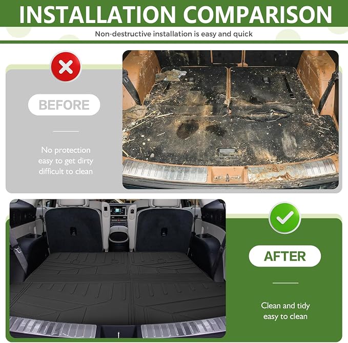 Cargo Liners for 2026 Hyundai Palisade 7&8 Seats(Only Fit Gas Models) Trunk Mat with Seat Back Cover Accessories, All Weather Rear Cargo Mat Backrest Protector