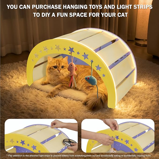 Cat Scratcher Bed, 3 in 1 Design-Bed, Scratcher, Hideaway Cave | with Elevated Sisal Pad & Reversible Fleece Mat,Sturdy HDPE Lounge for Indoor Cats, Tool-Free 30s Assembly, Supports 30 lbs