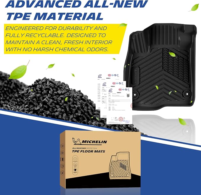 Michelin Vehicle Mats, Premier Series All-Weather TPE Custom Fit Liner for Honda CR-V Gasoline & Hybrid & e:FCEV 2023-2026 Floor Mats (4 Piece)