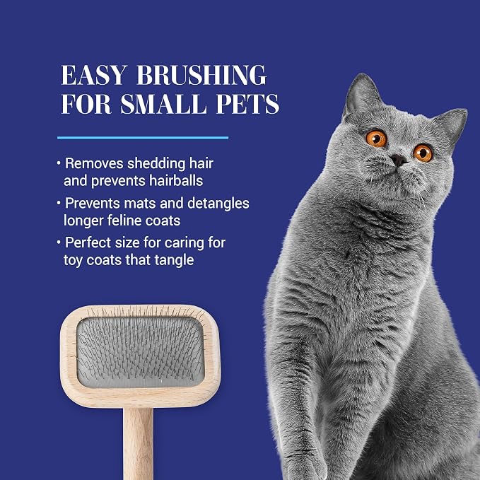 Chris Christensen Mark I Slicker Brush for Dogs, 12mm Pins, Groom Like a Pro, Handcrafted Lightweight Beechwood Ergonomic Handle, Stainless Steel Pins, A5I X-Small. Made in Germany.