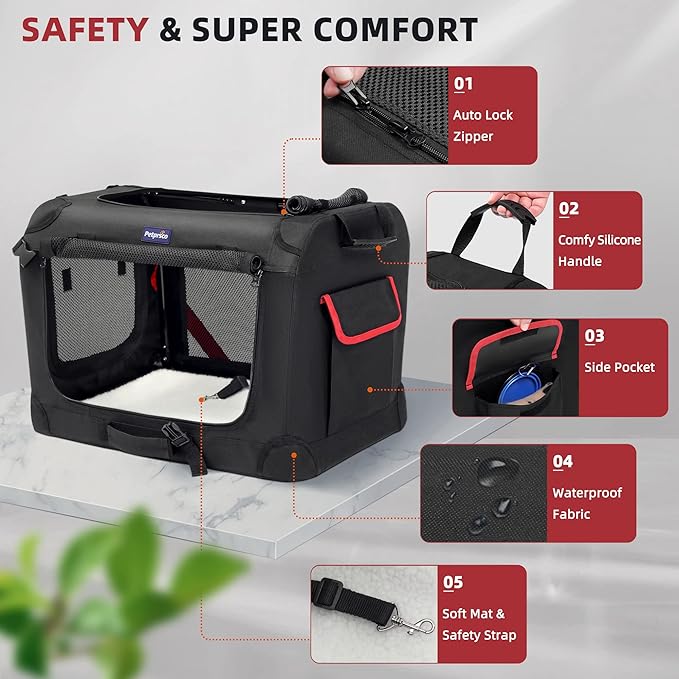 Petprsco Large Cat Carrier for 2 Cats/Small Dogs 24"x17"x17" for Car Travel | Soft Pet Carrier for Large Cats & Small/Medium Dogs, Includes Warm Blanket, Foldable Bowl & Washable Pad, for Long Car Trips