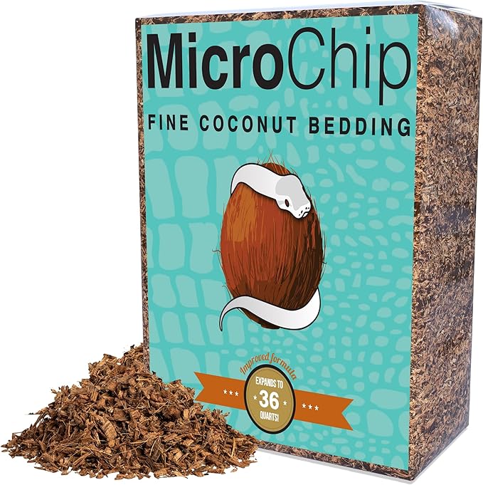Microchip Coconut Substrate for Inverts and Reptiles Loose Fine Coconut Husk Chip Mix Reptile and Tarantula Bedding for Terrarium Floor (36 Quart)