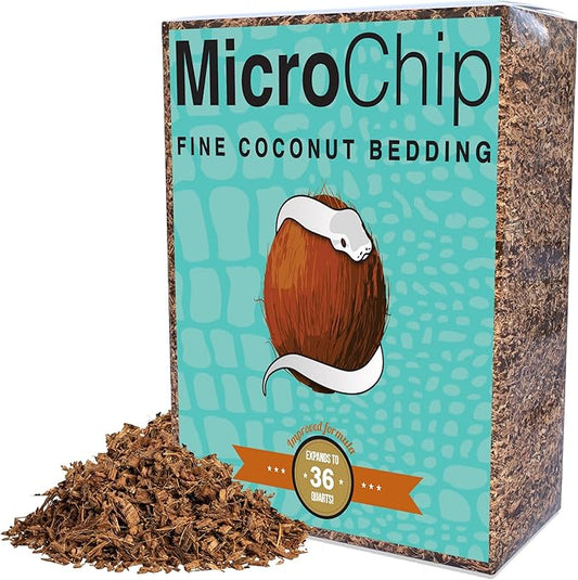 Microchip Coconut Substrate for Inverts and Reptiles Loose Fine Coconut Husk Chip Mix Reptile and Tarantula Bedding for Terrarium Floor (36 Quart)