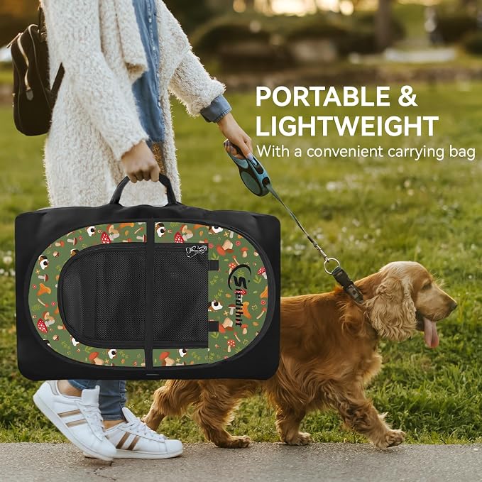 Siedihit Dog Playpen, Medium Dogs Tent Crates Cage Indoor/Outdoor | Portable Pop Up Dog Kennel Playpen with Carrying Case for Dogs/Cats/Rabbits(Cottagecore, Medium)