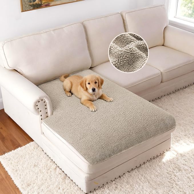 H.VERSAILTEX Non Slip Pet Couch Cover Chenille Dog Bed Protector Thick Soft Sofa Slipcover Pet Friendly Washable Couch Cushion Covers for Pets (40" x 50", Island Fossi)