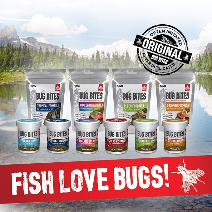 Fluval Bug Bites Color Enhancing Fish Food for Tropical Fish, Granules for Medium to Large Sized Fish, 4.4 oz.