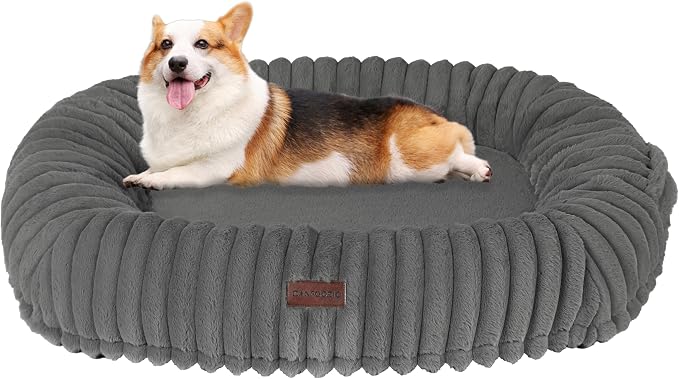 Orthopedic Waterproof Medium Dog Bed Sofa, Gel Memory Foam, 36" | Reversible Egg-Crate Foam Cushion Dog Sofa, Washable Corduroy Fleece Pet Bed, Removable Cover & Non-Slip Bottom, Medium Grey