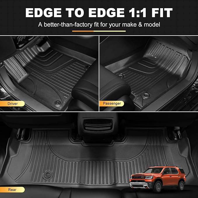 Floor Mats Fit for Honda Passport 2026 Upgrade Trunk Mat with Backrest Mat - AOMSAZTO All Weather Custom Fit 2026 Passport Floor Liners Cargo Liner Full Set Car Mats Accessories