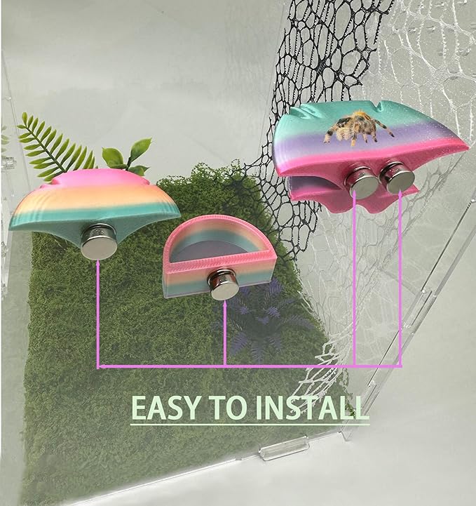2 Pack Jumping Spider Accessories Mushroom Ledges & 1 Pack Water Bowl with Magnets for Spoods Jumping Spiders Magnetic Ledge Ladder Pet Spider Accessories (Not Included The Terrarium) (colorful)