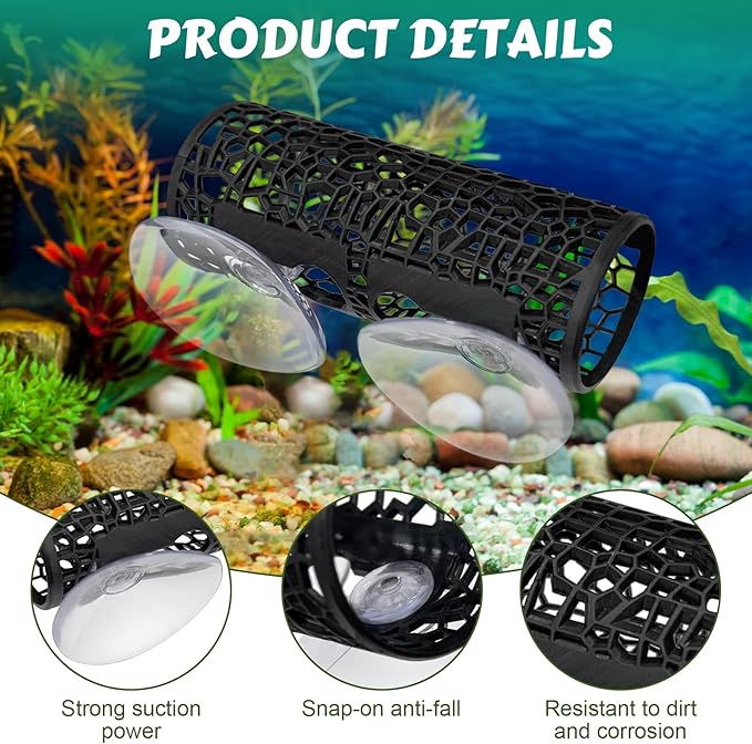 5PCS Betta Hammock & Fish Toys Set, Soft Aquarium Plants & Black Tunnel Hideout for Betta Fish Tank, Safe Decor with Suction Cups for Shrimp, SmallFish