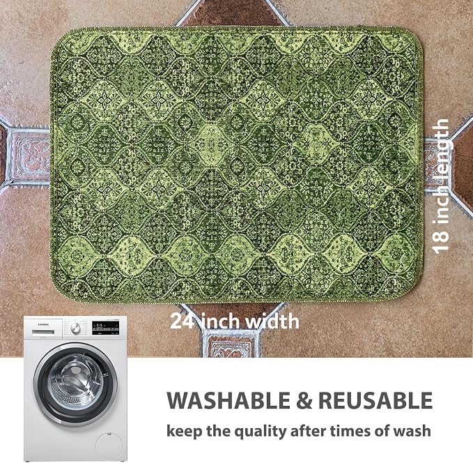 nunubaby 4PACK Washable Pee Pads for Dogs, Stylish, Non-Slip and Leak-Proof Pee Pads. Reusable Potty Pads for Dogs for Crates and Floors.(Green/Multi,18" x24" )