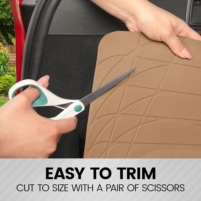 BDK Heavy Duty Rubber Cargo Mat Liner - All-Weather Trunk Protection, Trim-to-Fit Design for Cars, SUVs, Vans & Trucks - Non-Slip, Waterproof, Durable Cargo Floor Liner - 46" x 56.75" x 0.25" - Beige