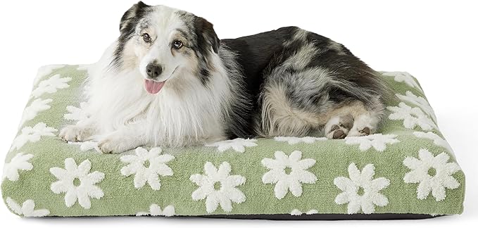 LE SURE Cute Aesthetic XL Dog Bed for Crate,Jacquard Thick Pet Pillow44x32 | Shredded Chopped Foam,Modern Plush Crate Cushion Gift for Extra Large Dog, Waterproof Washable Cover, Anti Slip Bottom, Green