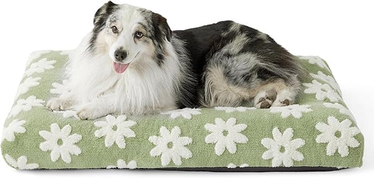 LE SURE Cute Aesthetic XL Dog Bed for Crate,Jacquard Thick Pet Pillow44x32 | Shredded Chopped Foam,Modern Plush Crate Cushion Gift for Extra Large Dog, Waterproof Washable Cover, Anti Slip Bottom, Green