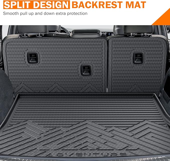 KUST Trunk Cargo Mat for Jeep Grand Cherokee 2011-2021, TPE Rubber Trunk Liner with Backrest Mat for Grand Cherokee Accessories All Weather Back Seat Protector Rear Cargo Liner Raised Edge