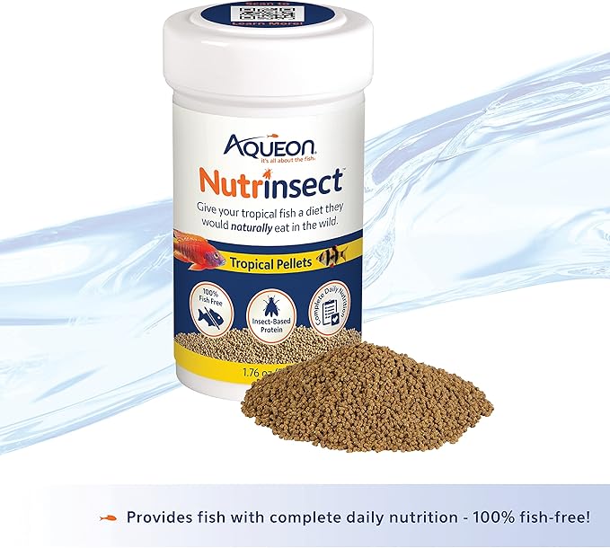 Aqueon Nutrinsect Fish-Free Fish Food, Tropical Pellets, 1.76 oz (Pack of 2)