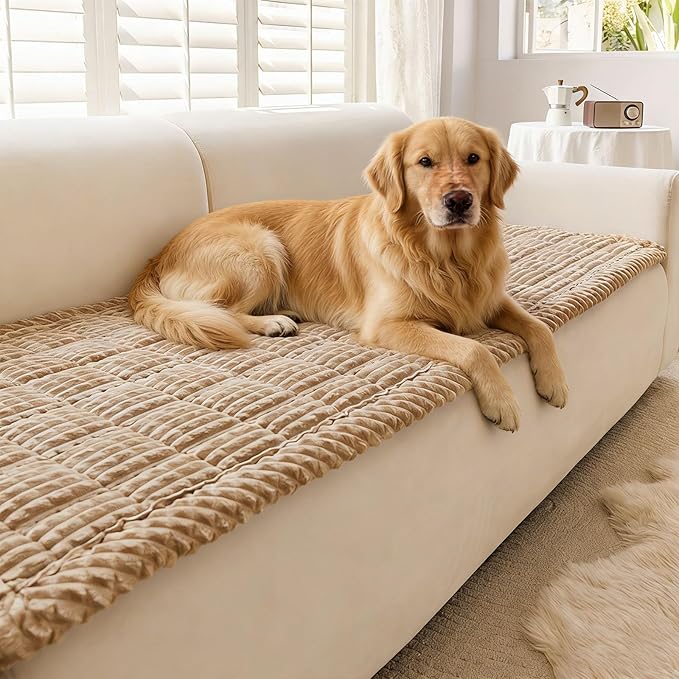 Couch Cover for Dogs Washable, Non Slip Couch Covers for Sofa Pet Friendly, Couch Cushion Covers for Dog, Thick, Soft for Sofa Protector (Camel, 23.6" x 47.2"/60 x 120cm)