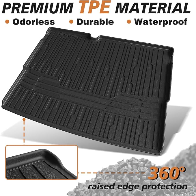 TripleAliners Trunk Mat All Weather Liners Compatible with 2025 2026 Nissan Kicks Interior Accessories Custom Fit Anti-Slip TPE Full Coverage Protection Rear Trunk Floor Mat (SV SR Trim Level ONLY)