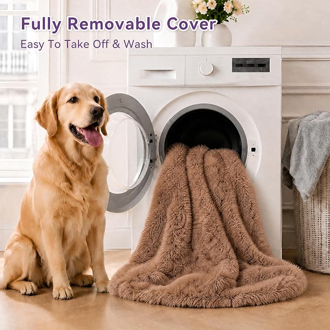 Human Dog Bed - Extra Large Dog Bed for Humans 71''x45''x12'' | Giant Cuddle Pillow Pet Lounger, Super Soft Plush Orthopedic Floor Cushion for Adults, Kids, Pets - Washable Cover, Khaki.