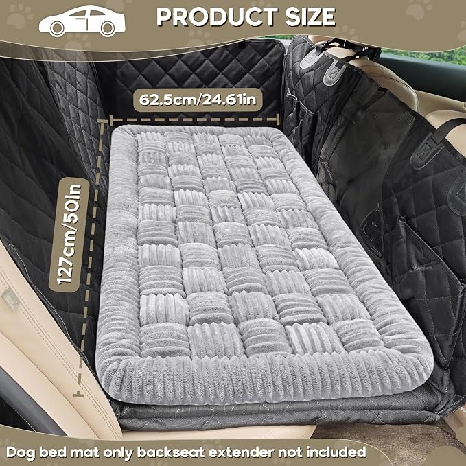 Dog Car Bed Mat Non-Slip Backseat Extender Dog Bed 50" x24.6" | Travel Bed for Dogs，Chew-Resistant, Easy Clean & Scratch-Proof, Comfort Design, Fits Trucks/Sedans/SUVs