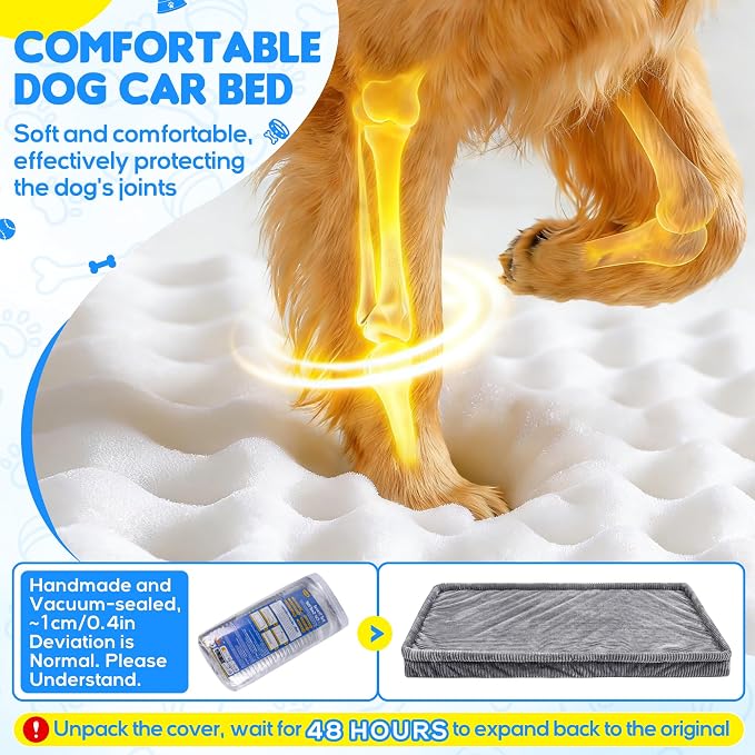 Loiion Dog Car Bed, Non-Slip Backseat Extender Pet Mat 50"x24.6"x2" | Removable, Washable Dog Bed With Waterproof Liner Protects Car Seats, Anti-Slip Travel Bed For Dogs